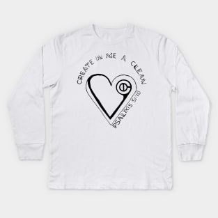 Hand Drawn Heart Psalms 51:10 Kids Long Sleeve T-Shirt